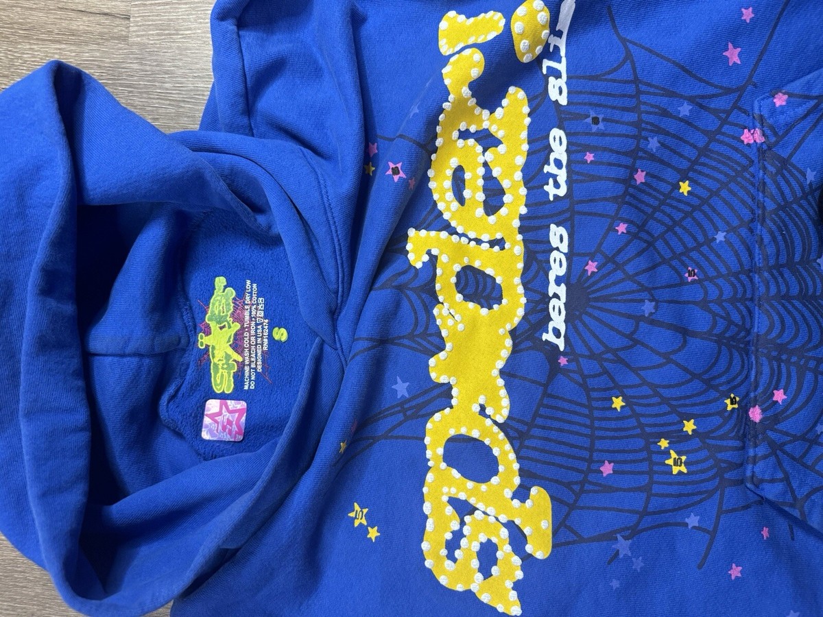 Authentic Sp5der 'TC Blue' Web Hoodie Size Small | eBay