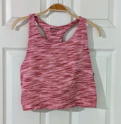 CHAMPION Women's Soft Touch Cropped Tank Top Heathered Pink Strappy Size L NWT