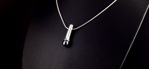 Anhänger Silber 925 Perle dunkel mattiert - elegant & außergewöhnlich - Bild 8 von 12