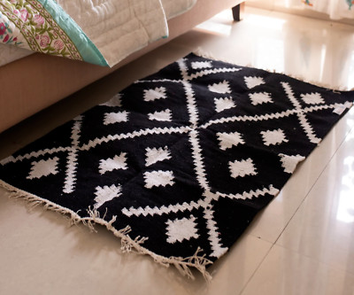 Modern Trellis Geometric Kilim Flatweave Wool Area Rug 4x6 ft Contemporary Rug