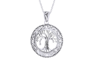 Celtic Tree of Life 925 Sterling Silver Oxidized Pendant Necklace