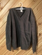 VTG 90  s LL Bean Mens Pure Shetland Wool Green Pullover Sweater Size L Reg