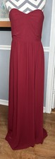 Social Bridesmaid Womens size 12 Dress Burgandy 8159 Strapless Chiffon Gown ~NWT