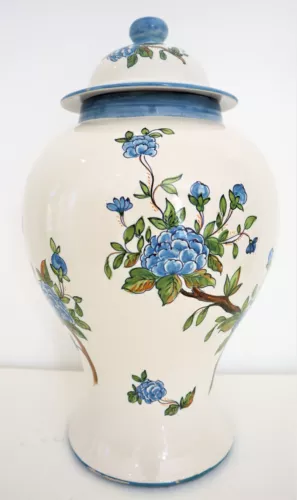 Italian Hand painted Ginger Jar ceramic Vase urn Large 47 cm  Made in Italy