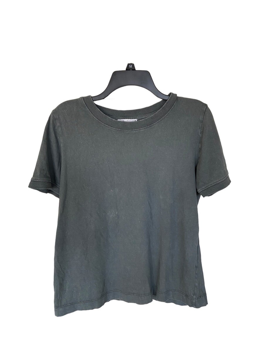 安心★関税込み★ZARA★REGULAR FIT KNITTED T-SHIRT WASHED KNIT T-SHIRT - Anthracite grey | ZARA United States