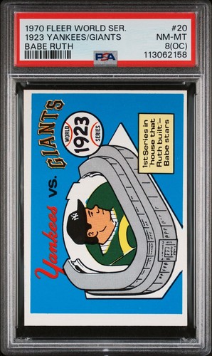 Fleer World Series 1970 (espalda azul) 20 1923 Yankees/Gigantes Babe Ruth PSA 8 casi nuevo-como nuevo - Imagen 3 de 4