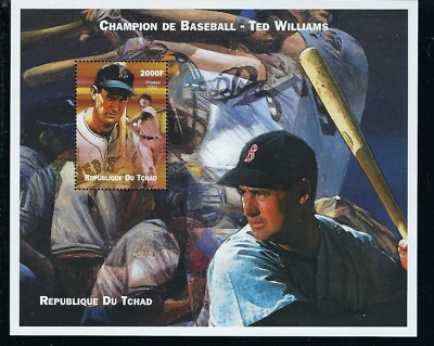 2002 - Republique du Tchad, sheet, Ted Williams