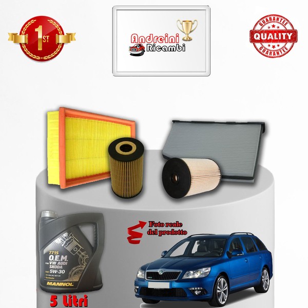 Inspektionskit Filter Und ÖL F. Skoda Octavia Ii 1.6 Tdi 77KW 105CV Von 2012->-image