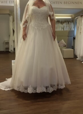 Brautkleid von Sincerity Bridal, A-Linie, Farbe Ivory, Gr. 46
