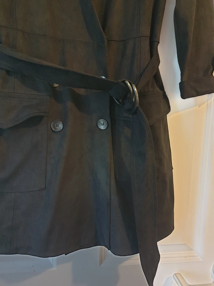 ZARA BLACK SOFT FAUX SUEDE BELTED PLAYSUIT SIZE L 10 12 - Image 4 of 4