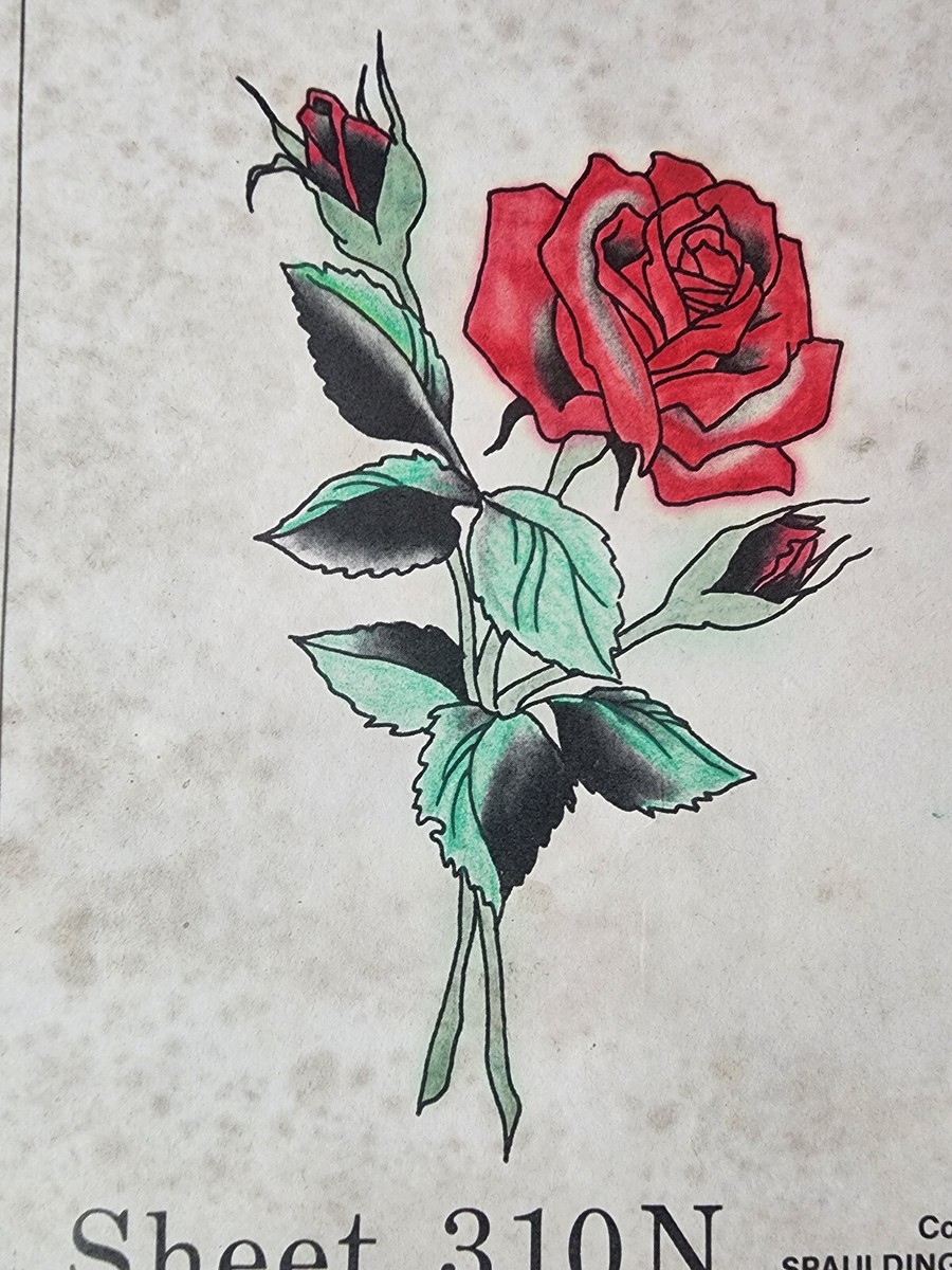 Vintage Traditional 1981 Spaulding & Rogers Hand Colored Tattoo
