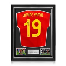 Lamine Yamal Signed Spain Home Football Jersey 2024. Superior Frame