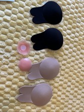 Elaborate Breast Pasties Bunny Ears Tan  Black Lift No Bra Z 