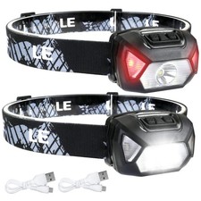 Lepro Head Torch Rechargeable, 2 Pack 2000L LED Headlamp 30Hrs Runtime