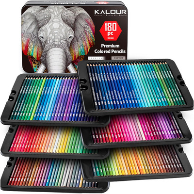 KALOUR 180 Buntstift-Set für Künstler   Kräftige Pigment-Weichmine Schwarz   168