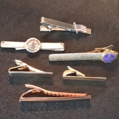 Masonic Tie Clips & Tacks Lot of 6 - 50 Years Member, F&AM California, US Flag