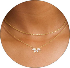 Dainty Gold Necklaces for Women Cubic Zirconia 14K Gold Plated Layered Necklaces