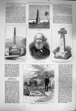 Cowden Clarke Captian Cook Tomb Churchyard Cross 1877 Antique Print