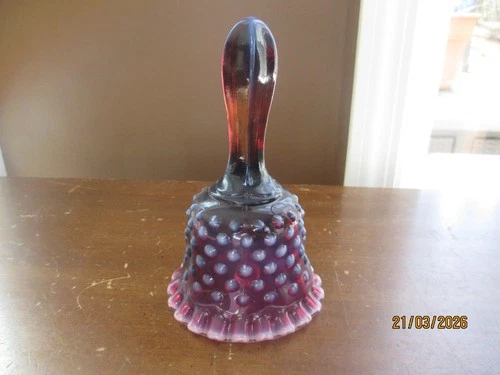Vintage Fenton Plum Opalescent Hobnail Ruffled Bell 5 1/2"