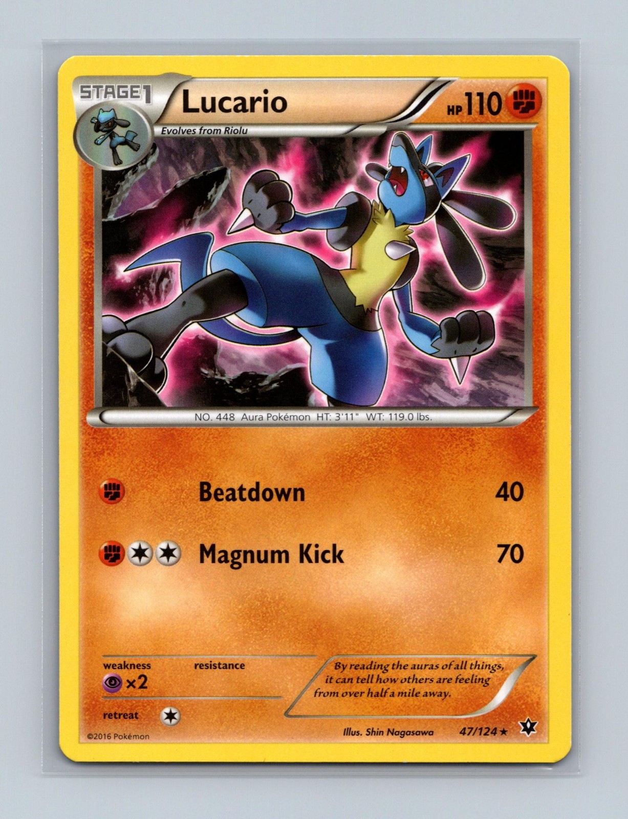 Lucario 47/124 Rare Fates Collide Pokemon Lightly Played