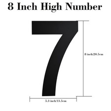 8 Inch Black Stainless Steel Floating House Number 7 Modern Address Sign