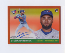 2025 Topps Chrome Platinum Baseball STEWARD BERROA AUTO 03/25 ORANGE REFRACTOR