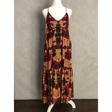 DKNY Lurex Midi Dress Printed V-Neck Sleeveless Inkblot Women's Small NEW