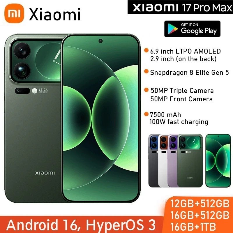Xiaomi 17 Pro Max 1TB 16GB RAM 5G Mobile Phone Unlocked NFC Google Play Global