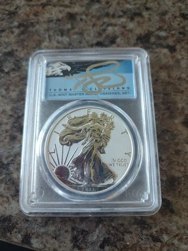 2021 W PCGS 70 Rev Proof  Cleveland 1 oz Silver American Eagle Coin Type 1 FDOI