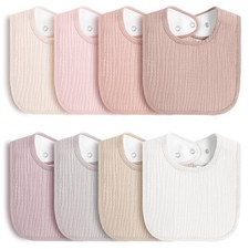 Baby Muslin Bibs 8 Pack Soft Cotton Drool Adjustable Absorbent Feeding Set