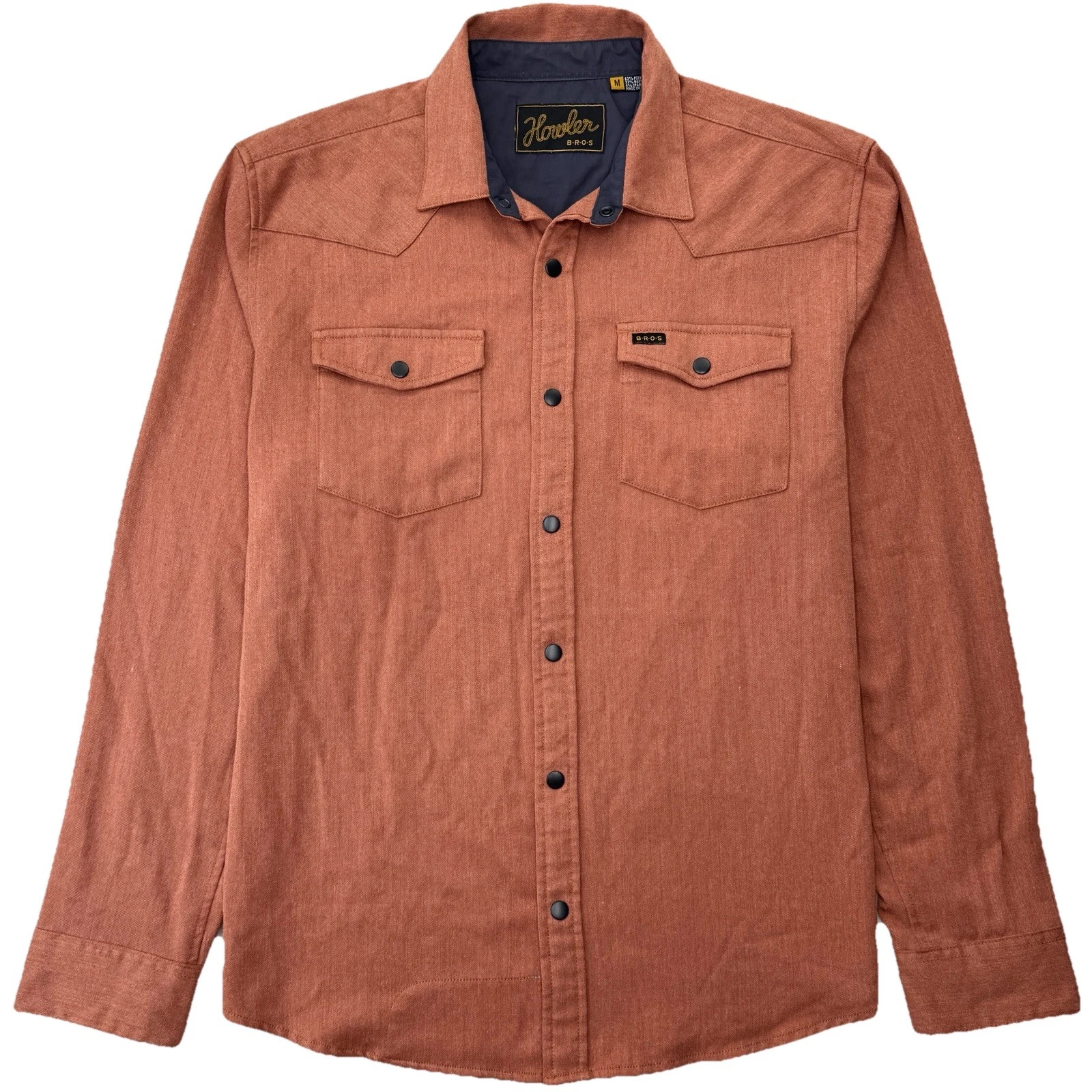 Howler Brothers Stockman Stretch Snap Shirt Men M Burnt Orange Huckberry Western