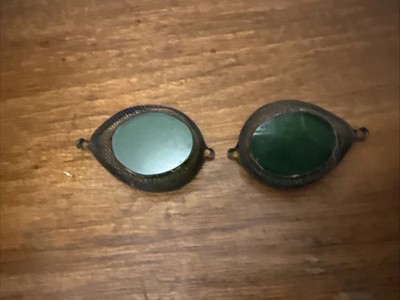 Antique Artillery or Railroad Cinder Goggles Wire Mesh & Green Tinted Glass
