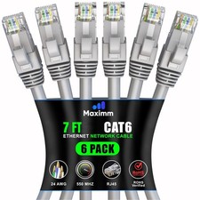 Cat 6 Ethernet Cable 7 ft 6-Pack - High-Speed LAN Cable Internet Cable Patch ...