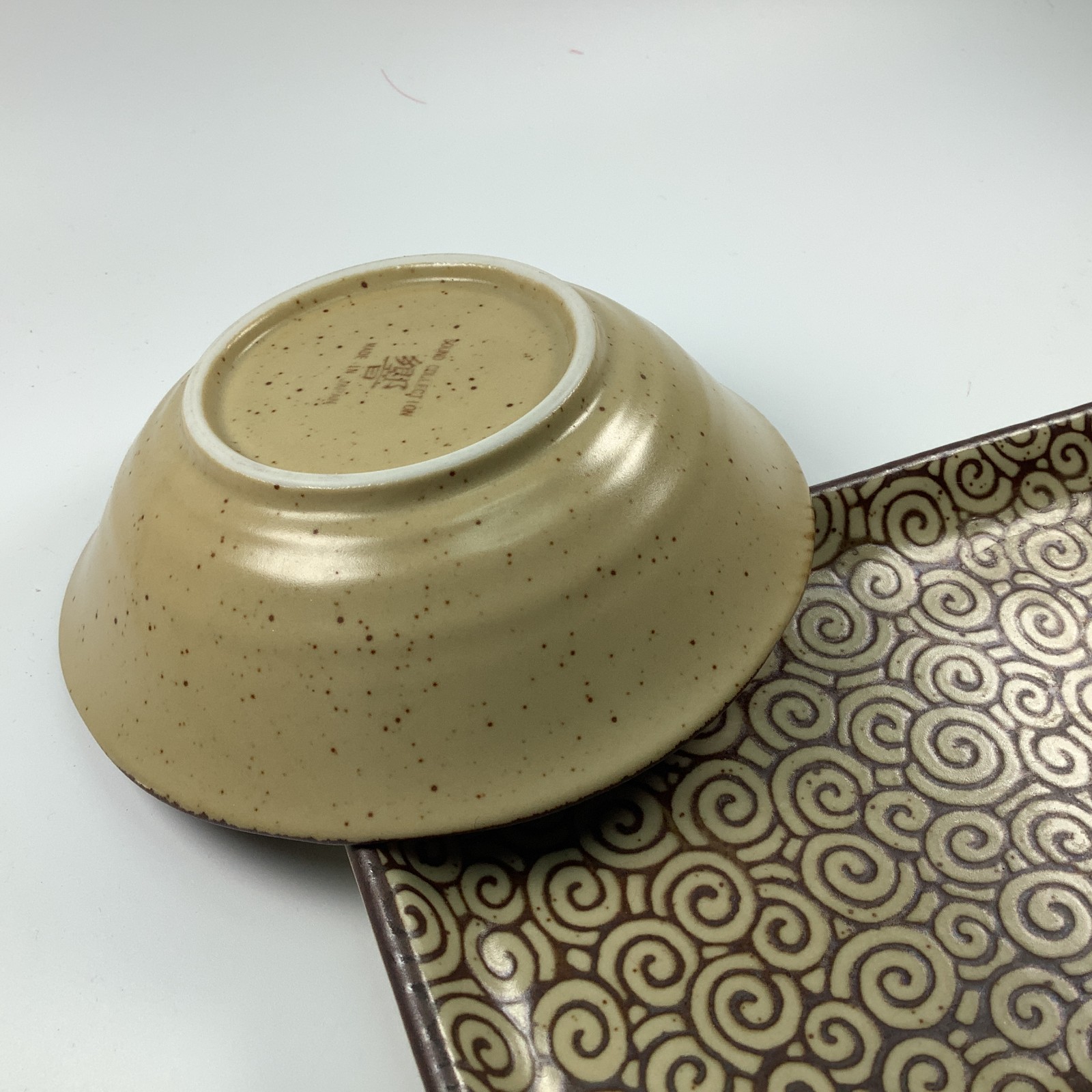 Sound Collection Japan 2-pc Set 5.5" Dipping Bowl-8.5" Sushi Tray / Plate Swirls