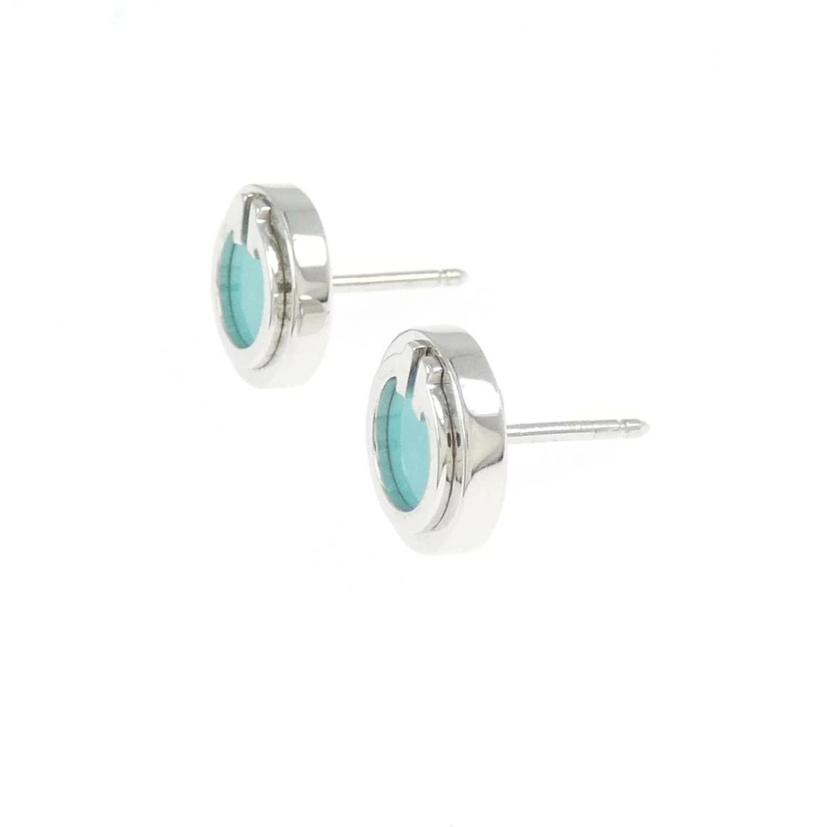 Tiffany T-Two Ohrringe 750 Weißgold Türkis Dezember Geburtsstein 4,6 g