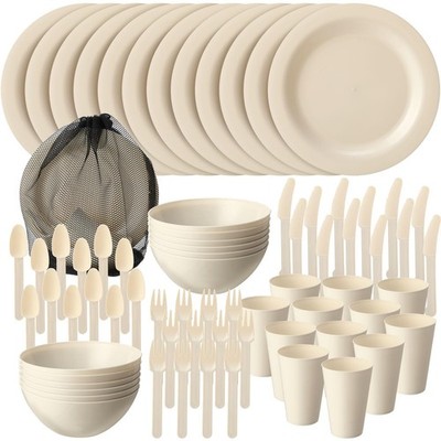 LemonRoad 12 Set College Dorm Dishes Essential Kit, Plates and Bowls Back to Sch