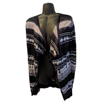 Calvin Klein Eclipse Black White Striped Open Cardigan Sweater Wrap Size XS