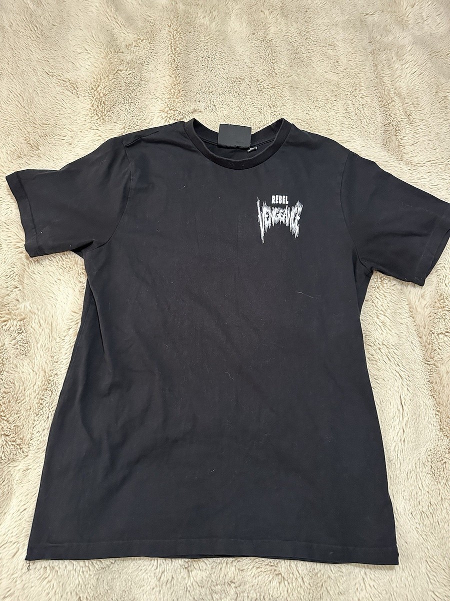 Rebel Vengeance Rhinestone Cross Y Shirt Mens Size M Black Y2K