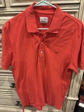 Lacoste Vintage Washed Polo Size 4 Medium Short Sleeve Orange/Red