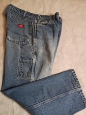 Dickies Mens Industrial Carpenter Jeans 38x30 Blue Cotton Denim Pants LU200RNB