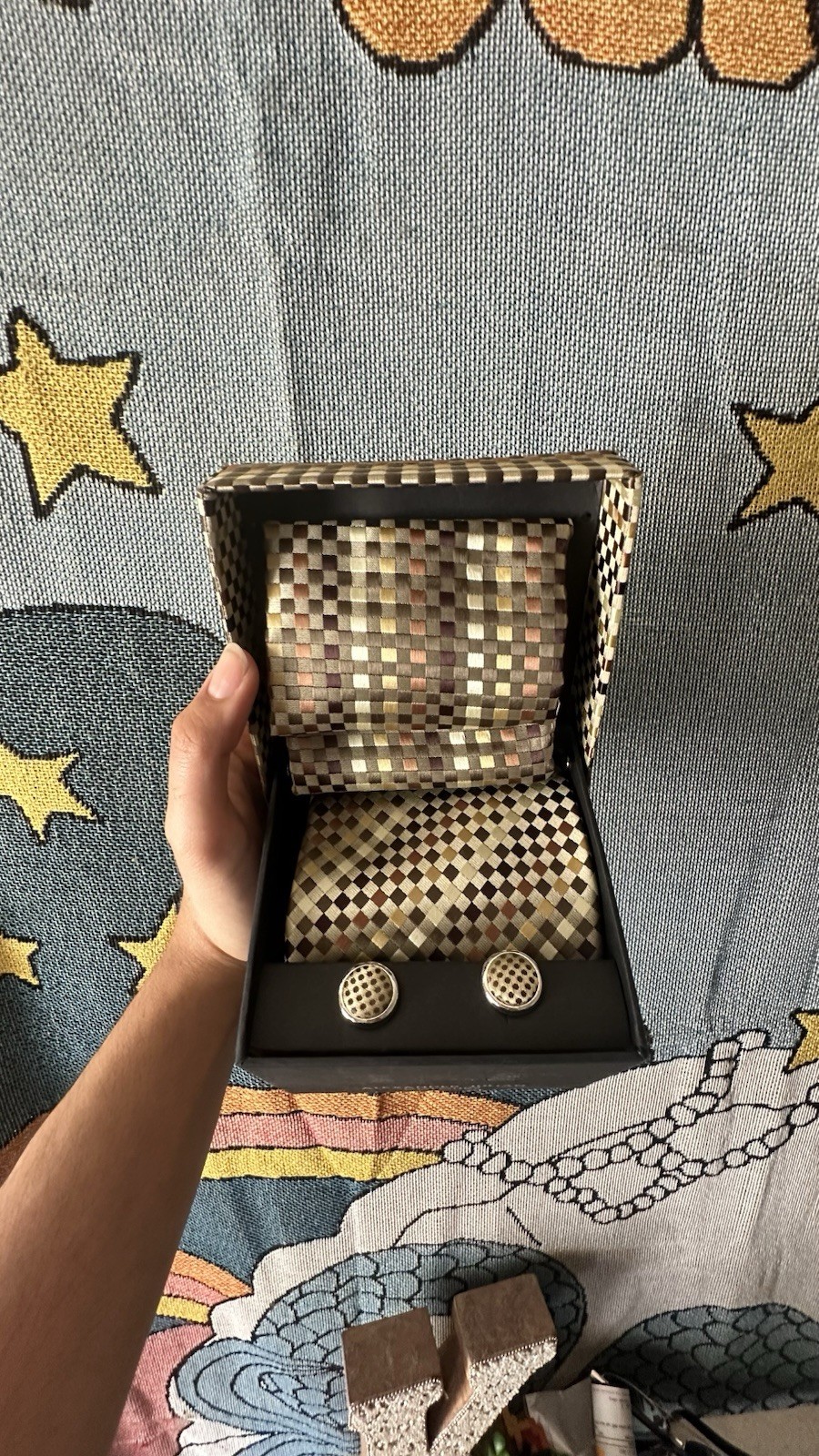 Tie And Cuff Link Set, Two Patterns Alexander Jul… - image 3