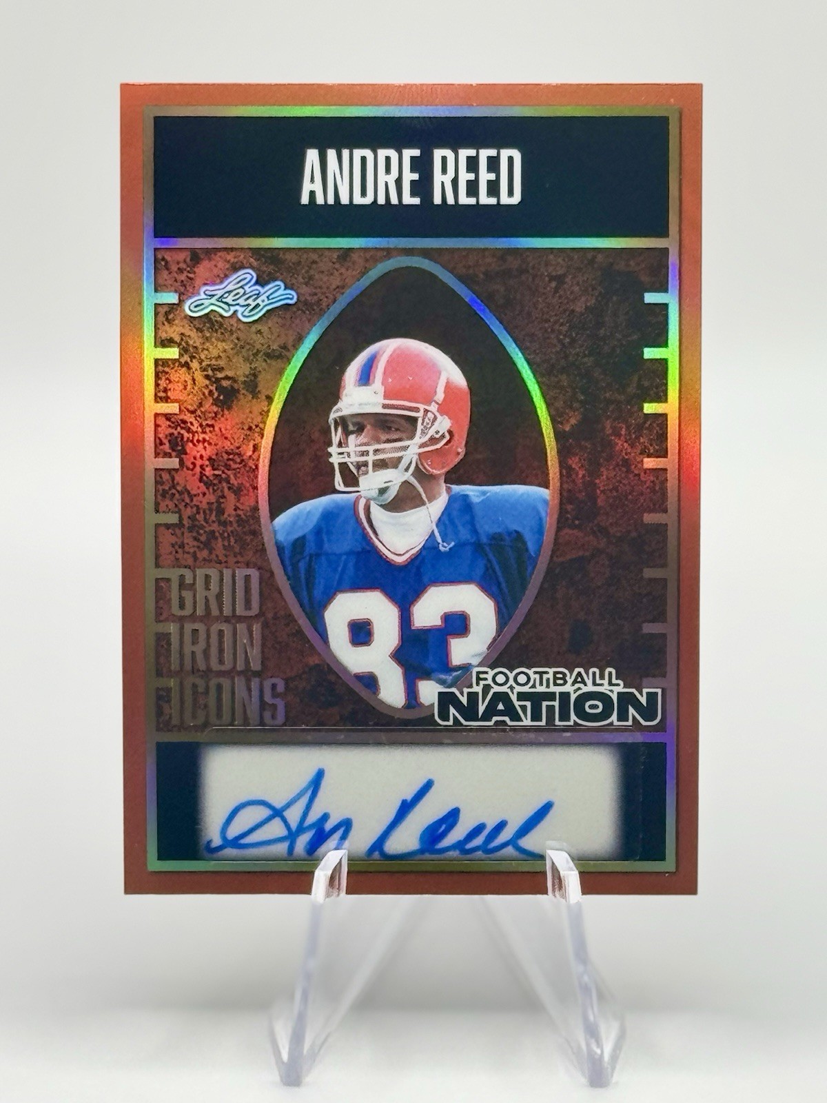2025 Leaf Football Nation Andre Reed Prismatic Orange Gridiron Auto 1/1 #GA-AR1