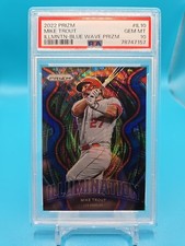 2022 Panini Prizm - Illumination Mike Trout #IL-10 Blue Wave Prizm 16/60 PSA 10
