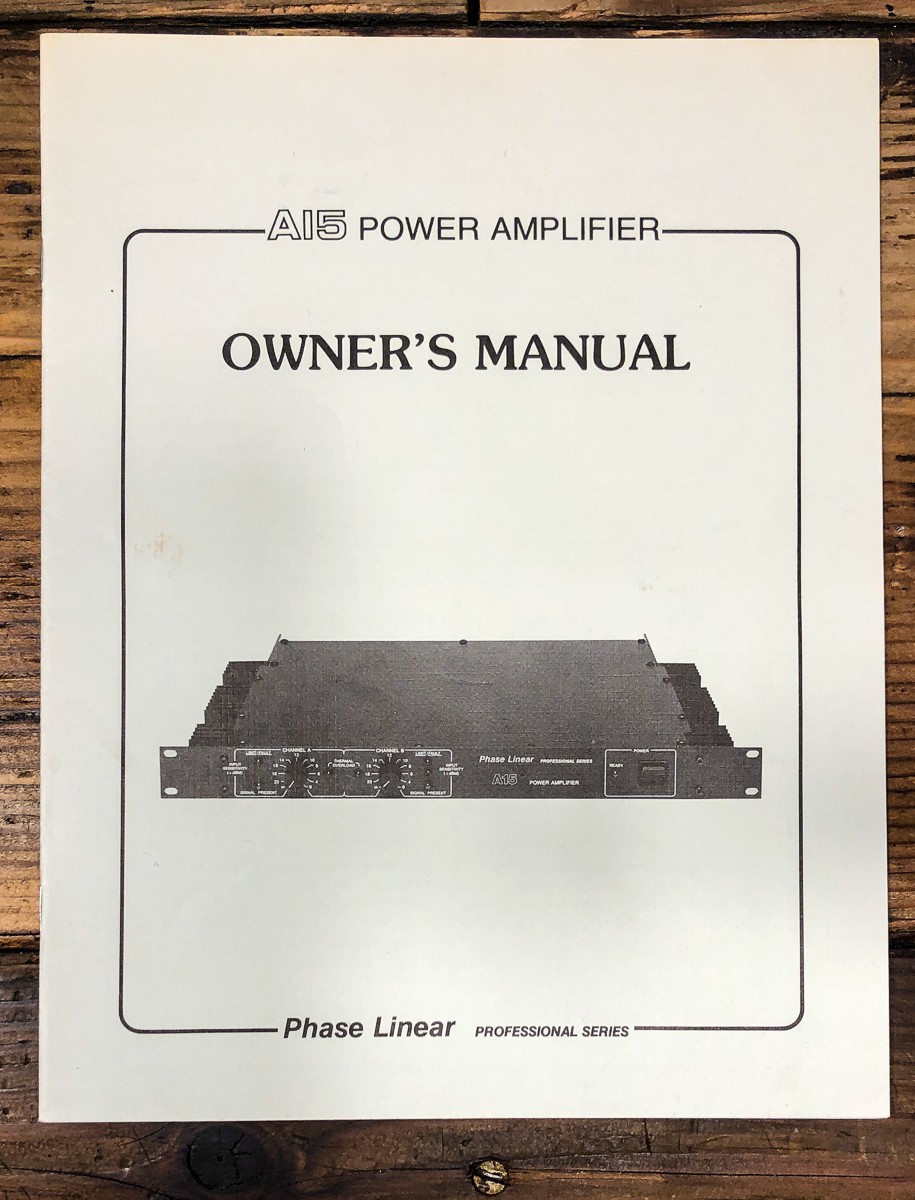 Phase Linear A15 A-15  Owners / User Manual *Original*