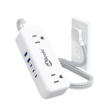 Power Strip with USB C, Flat Plug Extension Cord 3ft, 4 Outlets  2 USB-A and...