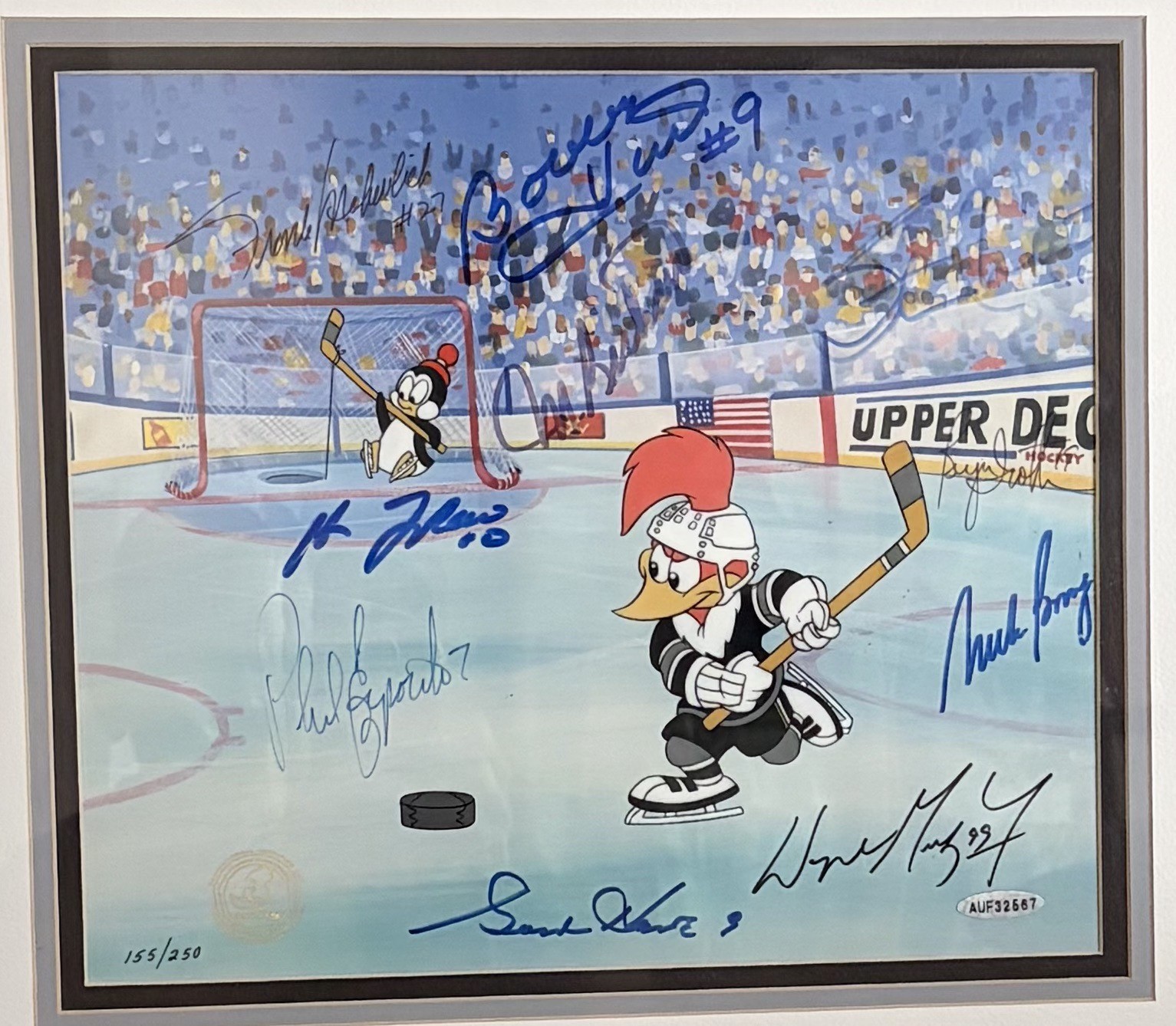 Wayne Gretzky Autographed Signed "Slapshot Woody" by 10 Hockey Legends incl. , UDA Rare! 