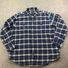 Orvis Shirt Mens XL Blue Plaid Flannel Long Sleeve Button Up Casual Workwear
