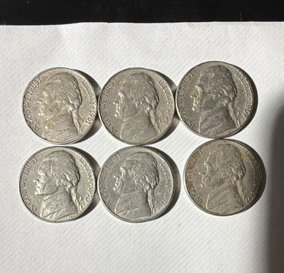 Lot of 6 Jefferson Nickels 5C 1960 1962 1970 Philadelphia Business Copper