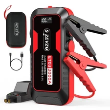 S ZEVZO ET03 Car Jump Starter 2000A Jump Starter Battery Pack for Up to 7.5L ...