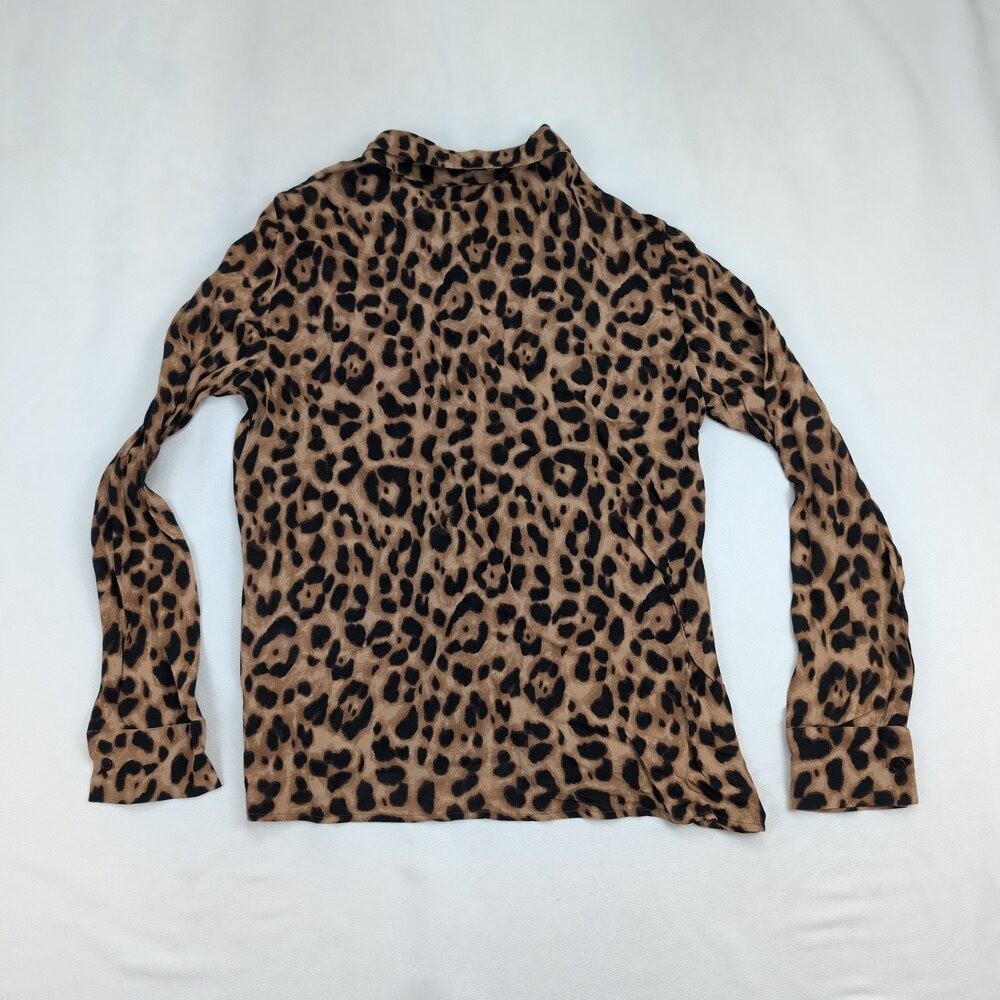 Reformation Leopard Print Button-Down Blouse Sz M - image 3